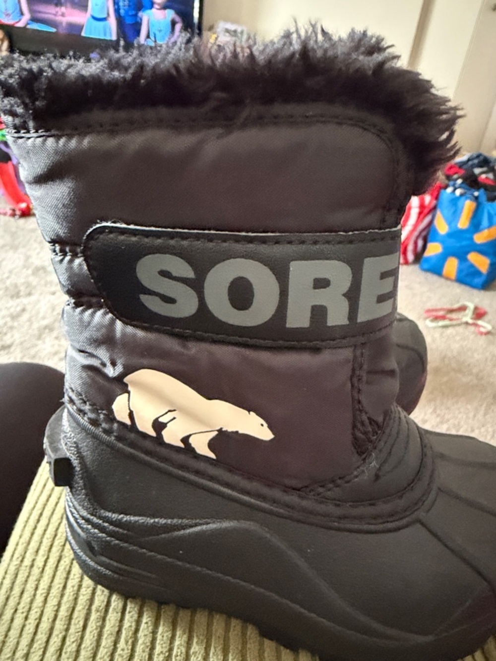 Sorel Kids' Black Winter Boot with White Polar Bear Accent
